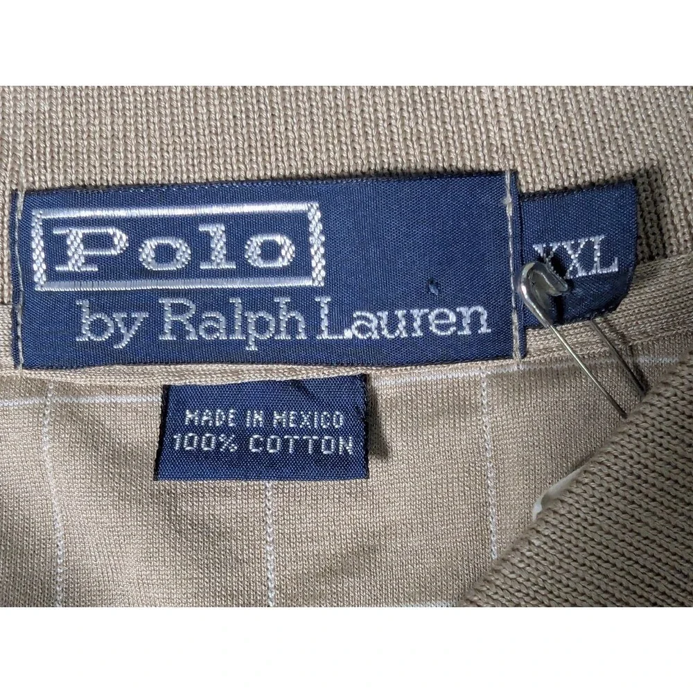VTG Polo Ralph Lauren Windowpane Polo Shirt Men's XXL Tan Grid Plaid NWT NOS